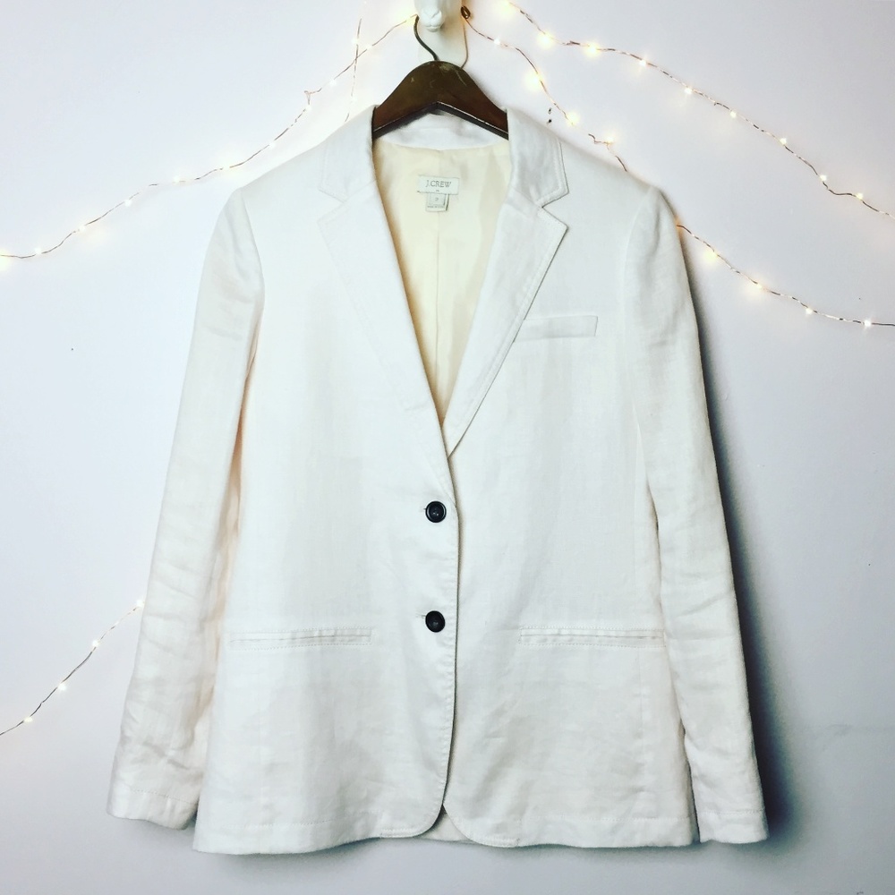 J. Crew 100% Linen Cream Blazer